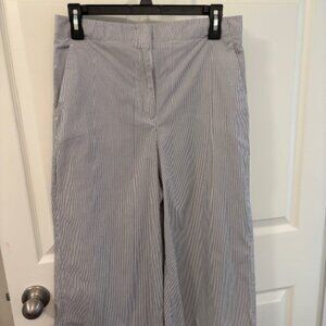 Lafayette 148 NY Blue Pinstripe Wide Leg Cropped Pants EUC 6 Luxury